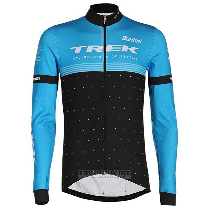 2020 Fahrradbekleidung Trek Shwarz Blau Trikot Langarm und Tragerhose